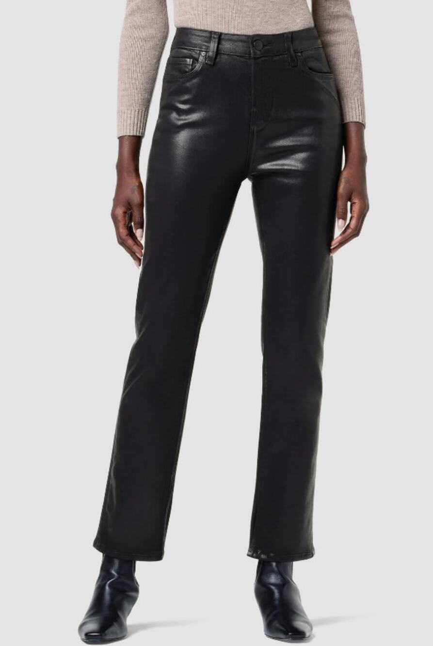 HUDSON JEANS Nico Straight Ankle Jeans Size 24 Coated Black Beauty NWT